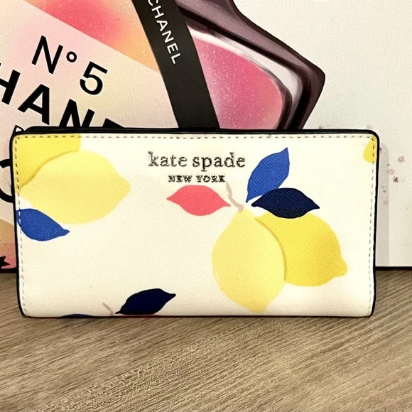 Kate Spade White Wallet with Yellow and Blue Accents - Picture 2 of 5
